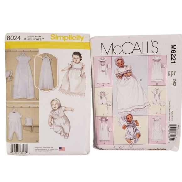 Simplicity Baby Christening Gown Romper Sets Sewing Patterns UNCUT - Picture 6 of 6